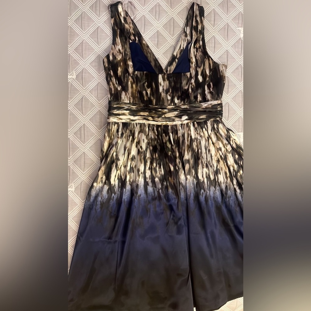 Marc New York Navy and Metallic a line knee length abstract pattern tank dress 6 - Picture 7 of 9
